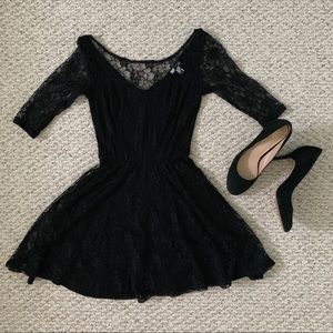 Lace black dress with sweetheart neckline